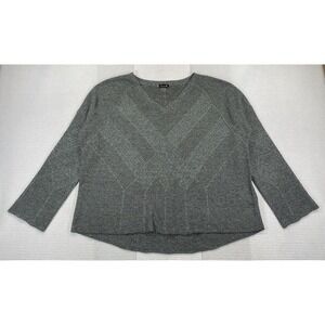 Smartwool Shadow Pine V-Neck Sweater Gray Wool Blend Women's Large